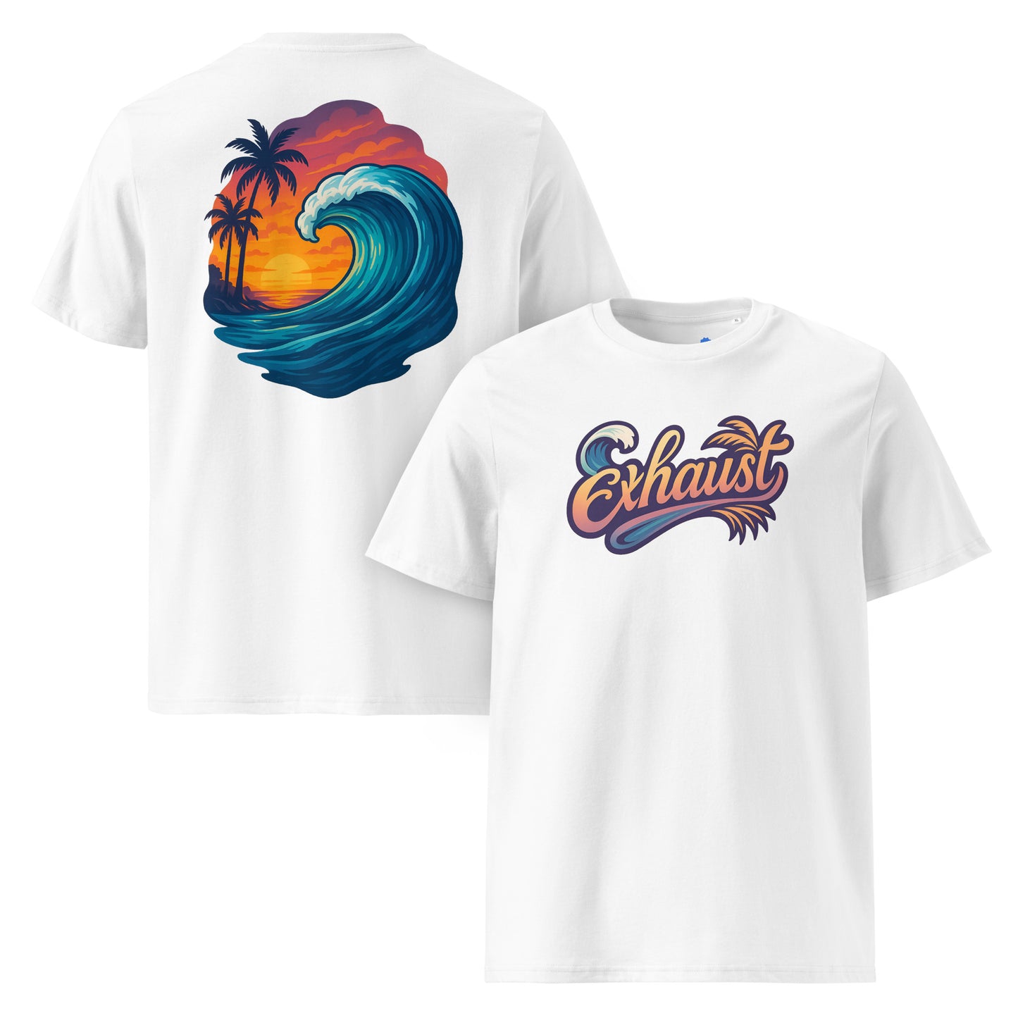 Camiseta Crest of the wave blanca algodón orgánico surf ola lifestyle premium
