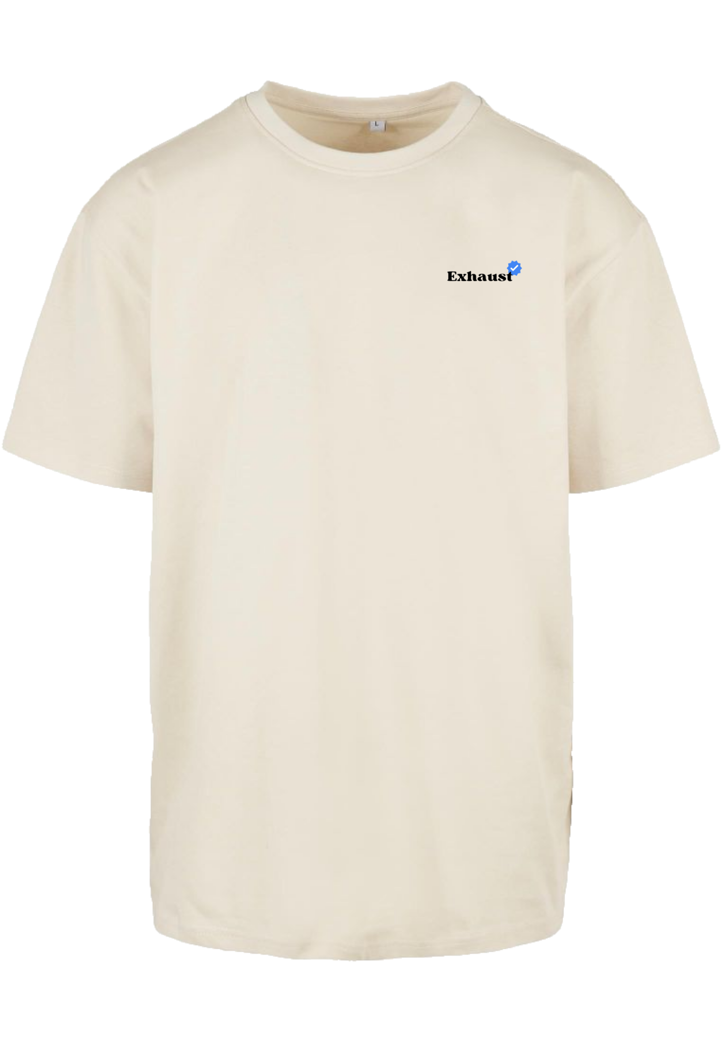 Clásica camiseta de color White/Sand extra larga con imagen de un Pistón y llaves inglesas en color (gris plata) impreso en la parte trasera.