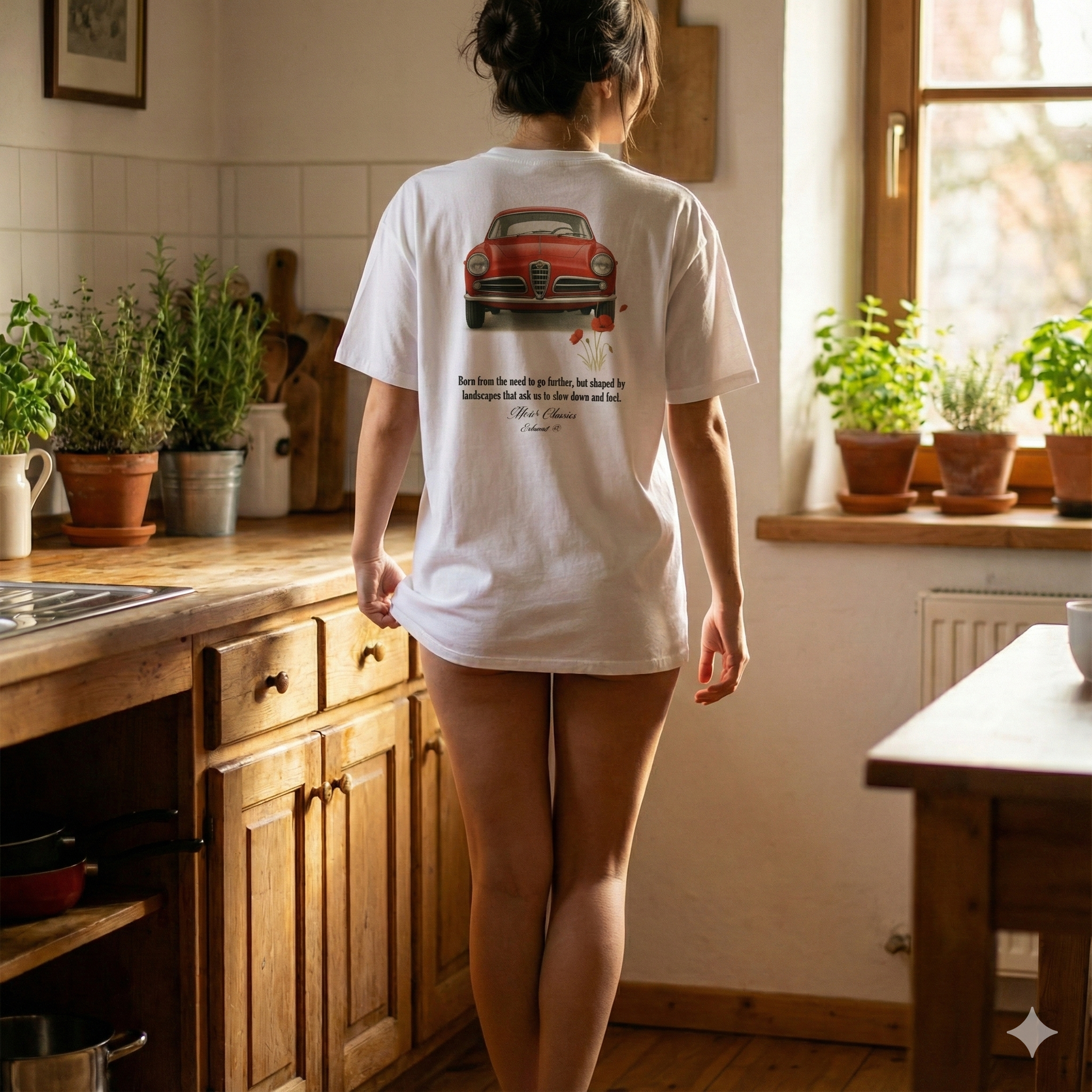 Camiseta Alfa Romeo Giulietta Sprint lifestyle algodón orgánico italiano vintage racing