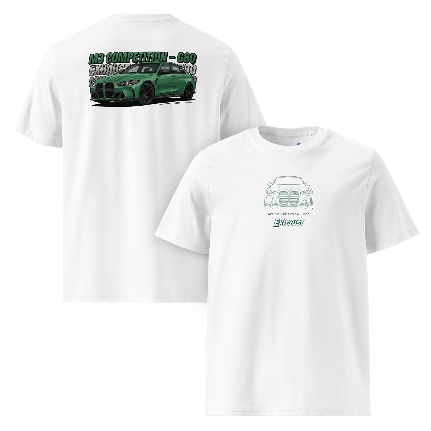 Camiseta BMW M3 Competition G80 blanca algodón orgánico deportiva motorsport alemán