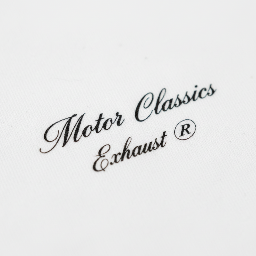 Detalle logo Motor Classics - Algodón orgánico premium calidad
