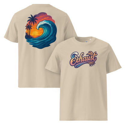 Camiseta Crest of the wave beige desert dust algodón orgánico surf ola lifestyle