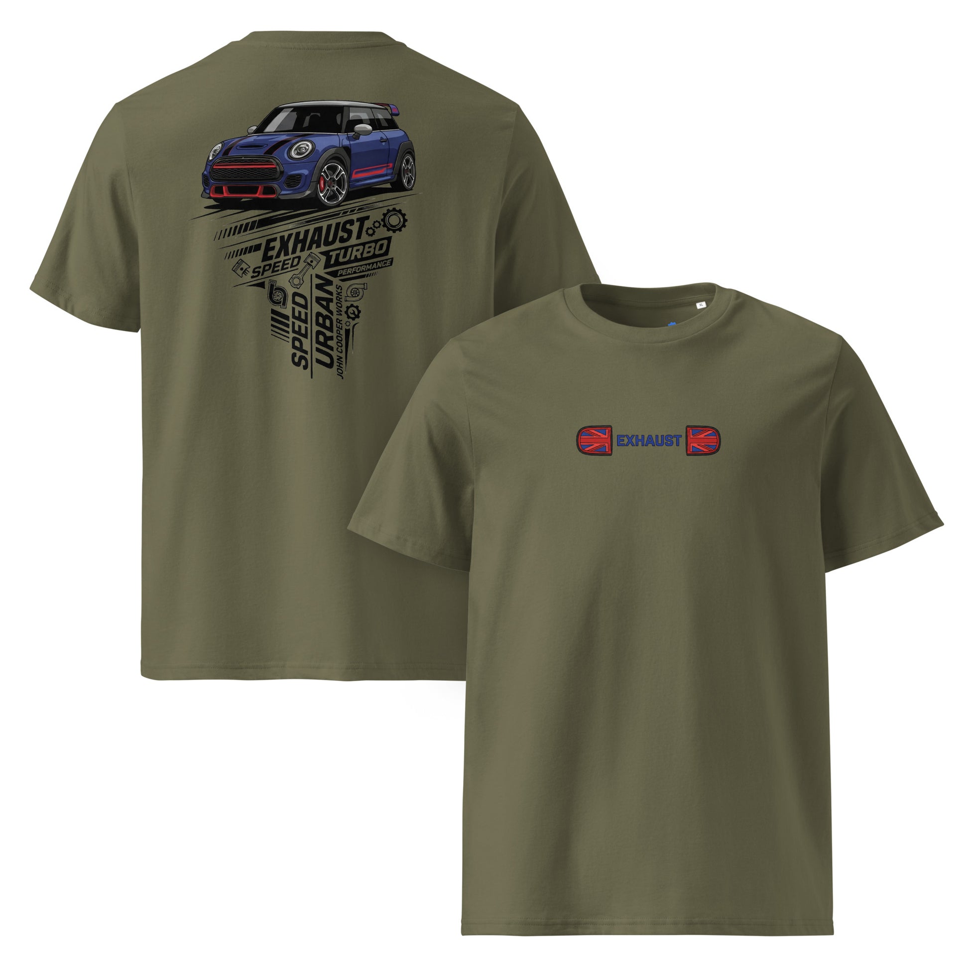 Camiseta MINI John Cooper Works GP 306 CV khaki verde algodón orgánico racing premium