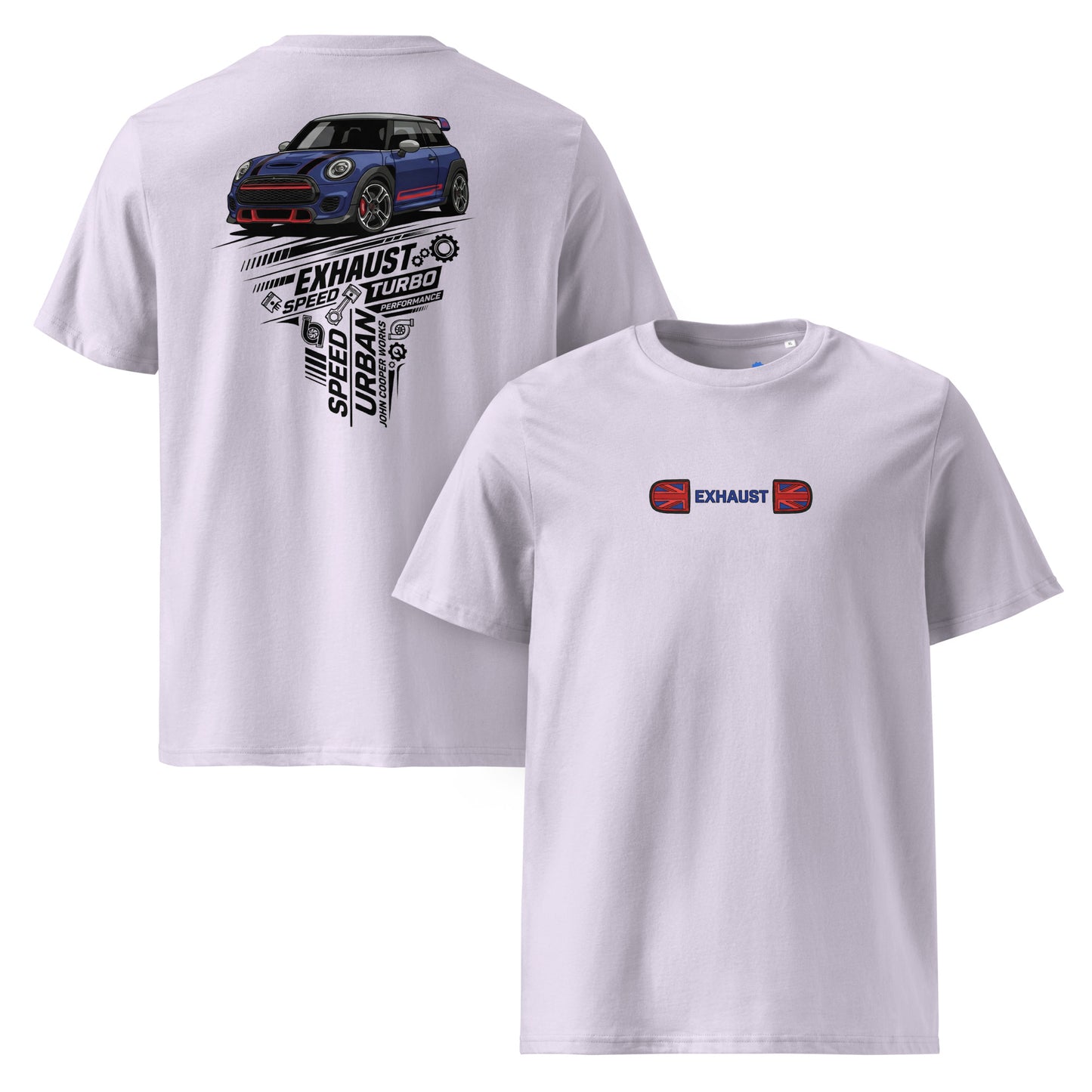 Camiseta MINI John Cooper Works GP 306 CV lavanda morada algodón orgánico premium racing