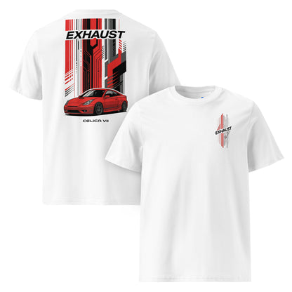Camiseta Toyota Celica blanca algodón orgánico deportiva JDM japonés rally premium