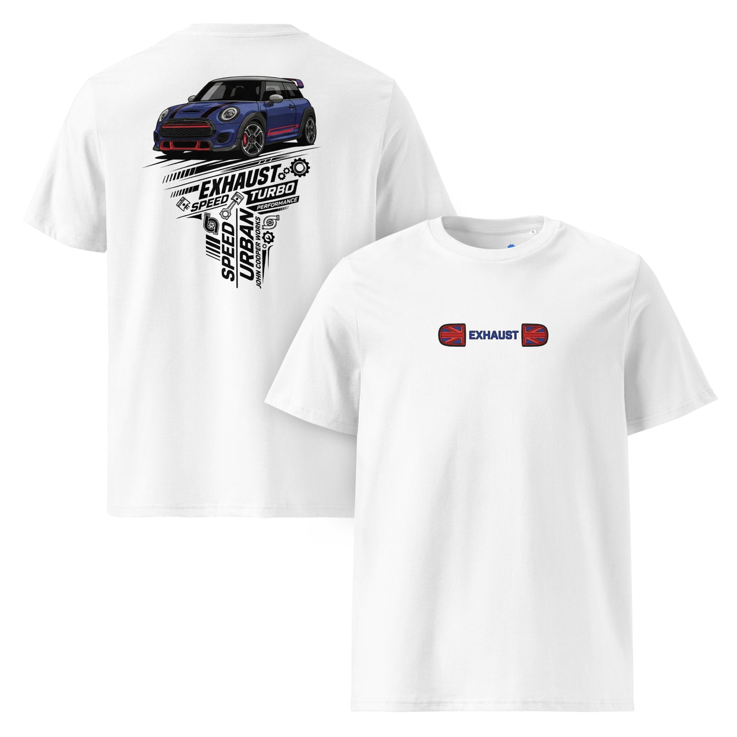 Camiseta MINI John Cooper Works GP 306 CV blanca algodón orgánico unisex hot hatch británico