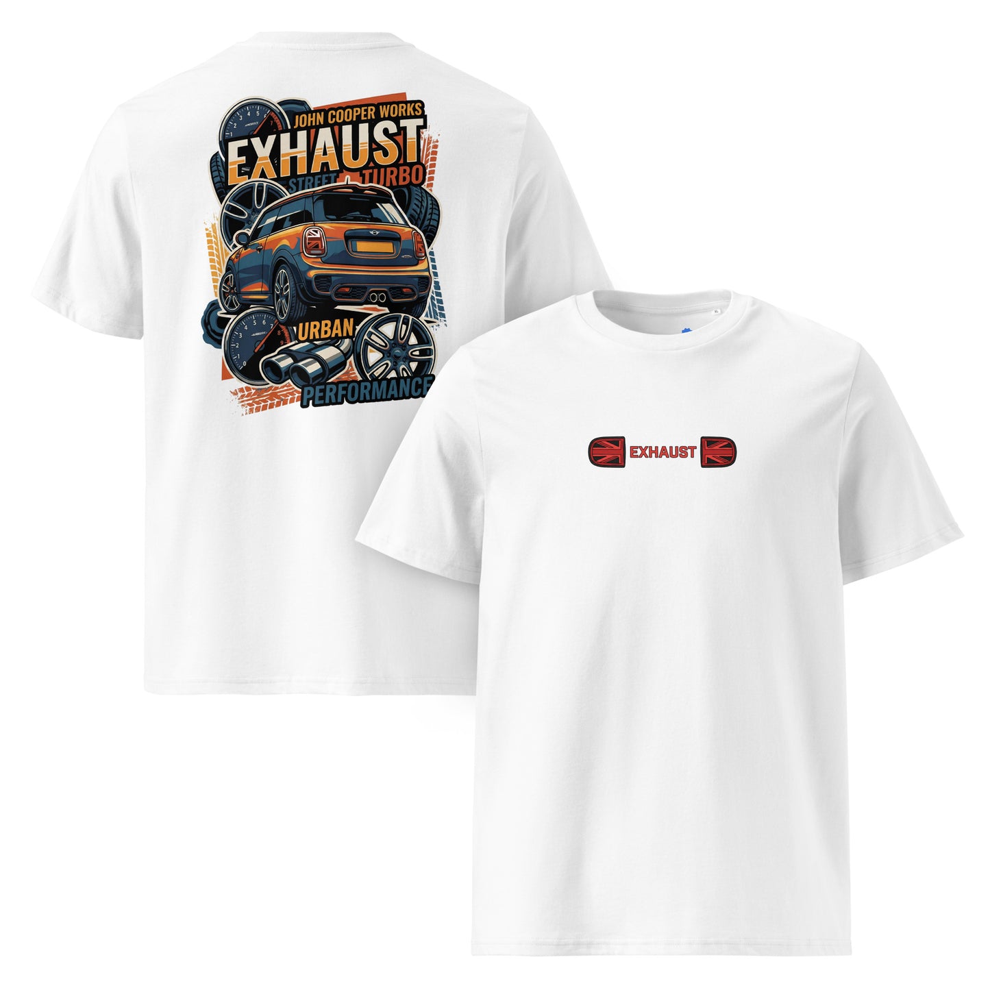 Camiseta MINI John Cooper Works blanca algodón orgánico unisex racing heritage