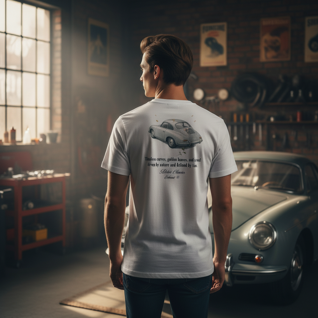 Diseño trasero camiseta Porsche 356 Coupé - Ilustración vintage y frase inspiradora
