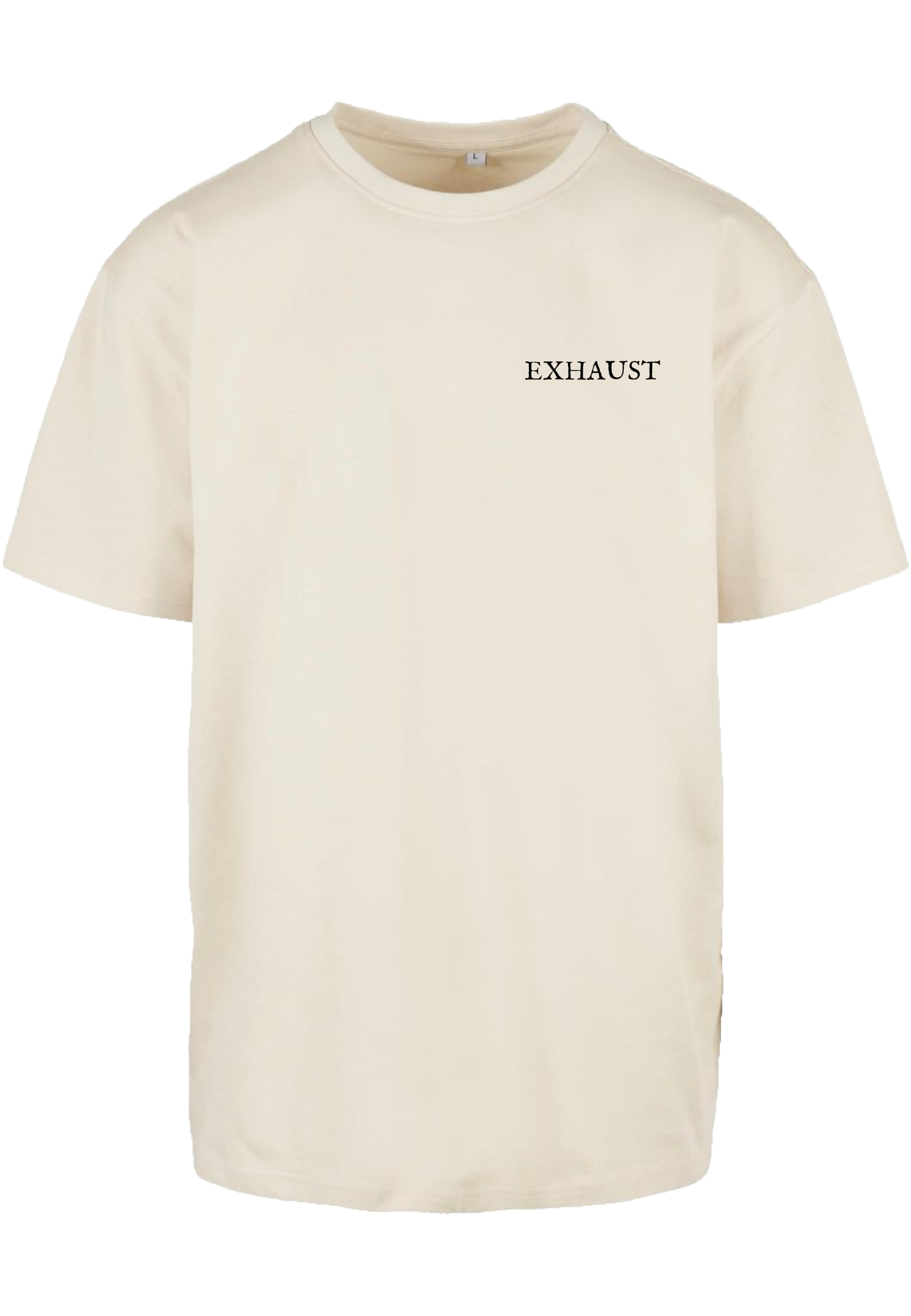 Clásica camiseta de color White / Sand extra larga con la palabra Exhaust en parte delantera y con imagen ruta 66 impreso en la parte trasera. Ya no podrás decir que no a esa ruta que tanto soñaste.