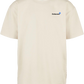 Clásica camiseta de color White/Sand extra larga con imagen de un Pistón y llaves inglesas en color (gris plata) impreso en la parte trasera. 