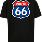 Clásica camiseta de color Black extra larga con la palabra Exhaust en parte delantera y con imagen ruta 66 impreso en la parte trasera. Ya no podrás decir que no a esa ruta que tanto soñaste.